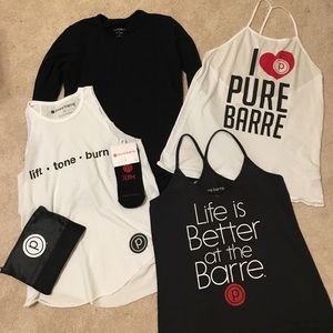 Pure Barre tanks, Team socks, Pouch & long sl top